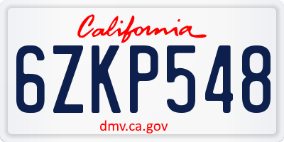 CA license plate 6ZKP548