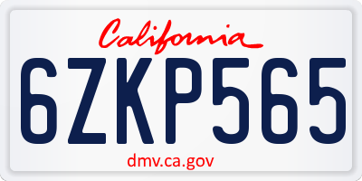 CA license plate 6ZKP565