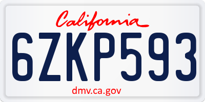 CA license plate 6ZKP593