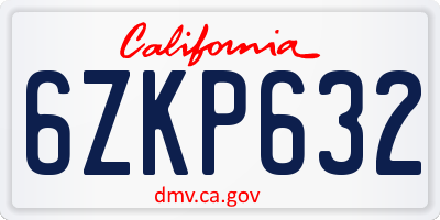 CA license plate 6ZKP632
