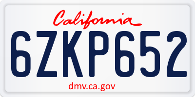 CA license plate 6ZKP652