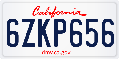 CA license plate 6ZKP656