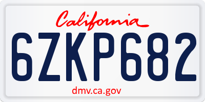 CA license plate 6ZKP682