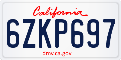 CA license plate 6ZKP697