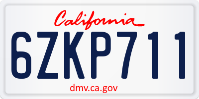 CA license plate 6ZKP711