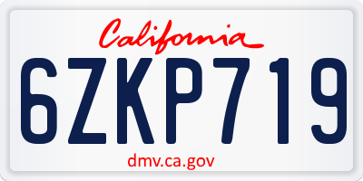 CA license plate 6ZKP719