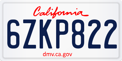 CA license plate 6ZKP822