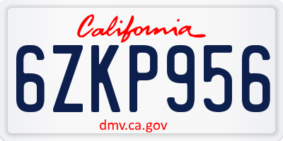 CA license plate 6ZKP956