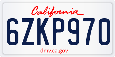CA license plate 6ZKP970