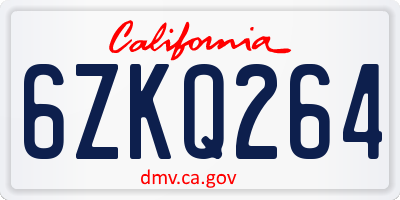 CA license plate 6ZKQ264
