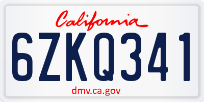 CA license plate 6ZKQ341