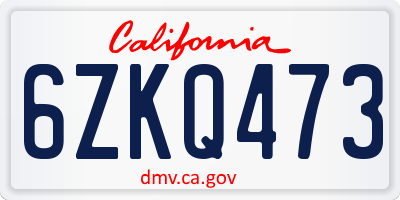 CA license plate 6ZKQ473