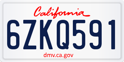 CA license plate 6ZKQ591