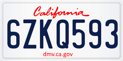CA license plate 6ZKQ593