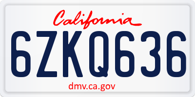 CA license plate 6ZKQ636