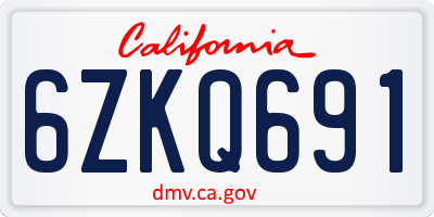 CA license plate 6ZKQ691