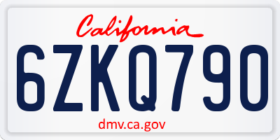 CA license plate 6ZKQ790