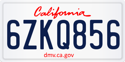 CA license plate 6ZKQ856