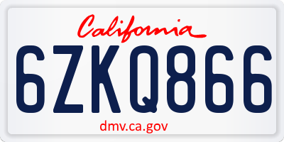 CA license plate 6ZKQ866