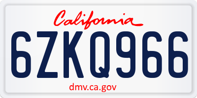 CA license plate 6ZKQ966