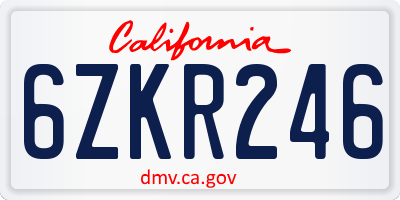 CA license plate 6ZKR246