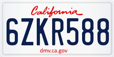CA license plate 6ZKR588