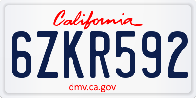 CA license plate 6ZKR592