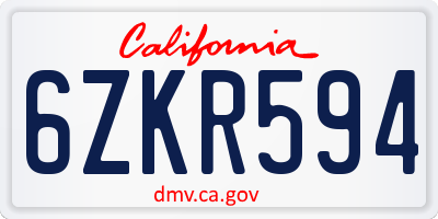 CA license plate 6ZKR594