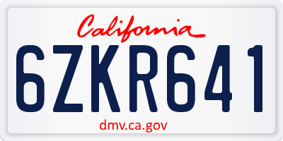 CA license plate 6ZKR641