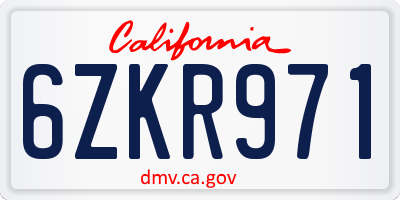 CA license plate 6ZKR971