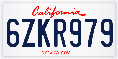 CA license plate 6ZKR979