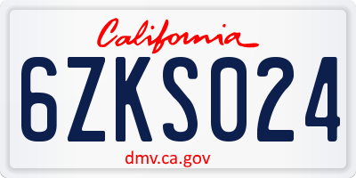 CA license plate 6ZKS024