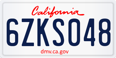 CA license plate 6ZKS048