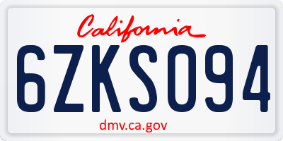 CA license plate 6ZKS094