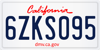 CA license plate 6ZKS095
