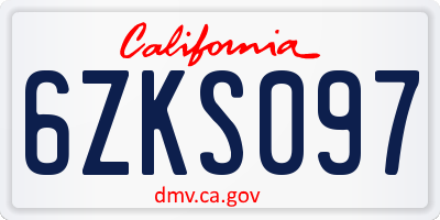 CA license plate 6ZKS097