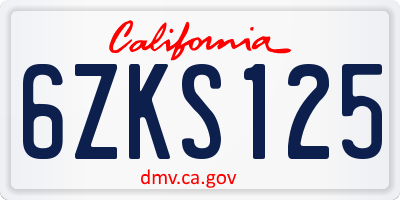 CA license plate 6ZKS125