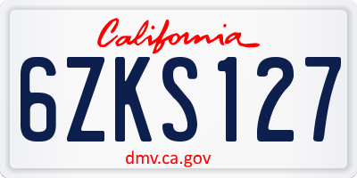 CA license plate 6ZKS127