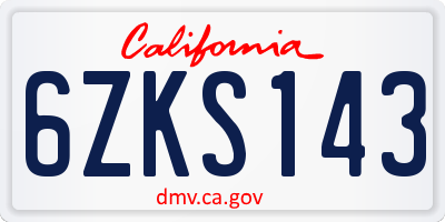 CA license plate 6ZKS143