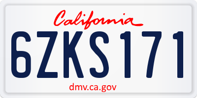 CA license plate 6ZKS171