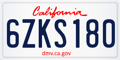 CA license plate 6ZKS180