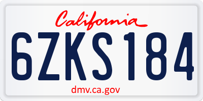 CA license plate 6ZKS184