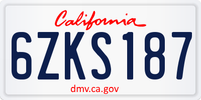 CA license plate 6ZKS187