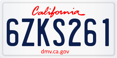 CA license plate 6ZKS261