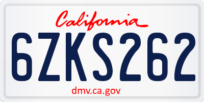 CA license plate 6ZKS262