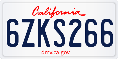 CA license plate 6ZKS266