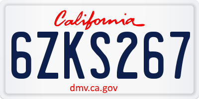 CA license plate 6ZKS267