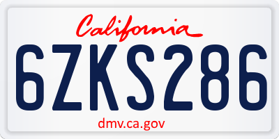 CA license plate 6ZKS286