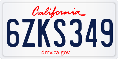 CA license plate 6ZKS349