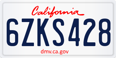 CA license plate 6ZKS428